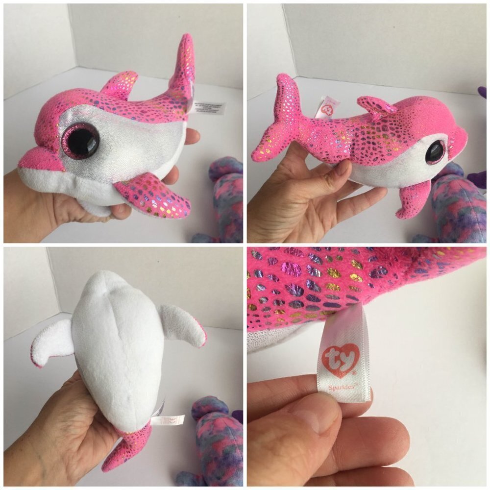 Bundle‎ of Mostly TY Ocean Animal Girl Plushes, Dolphin, Manatee, Turtle - Picture 6 of 10